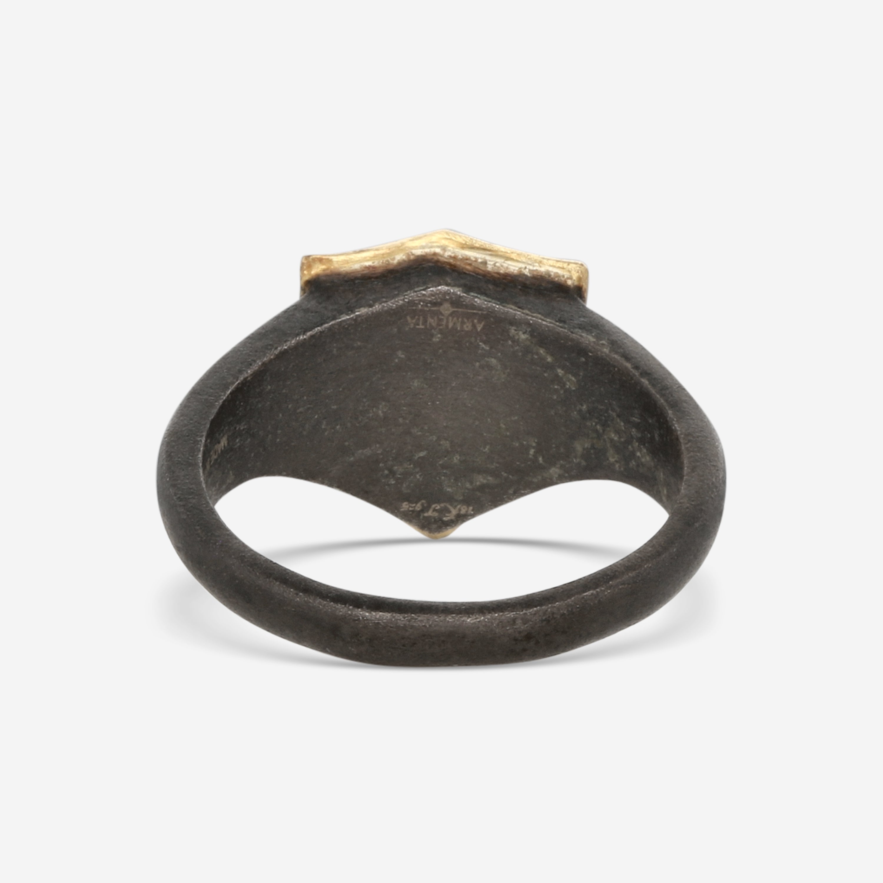 Armenta Romero 18K Yellow Gold & Blackened Sterling Silver Signet Ring Sz. 10 17981