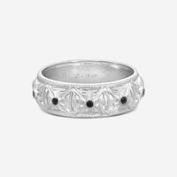 Armenta Romero Sterling Silver Black Sapphire Thin X Band Ring Sz. 10.5 18016