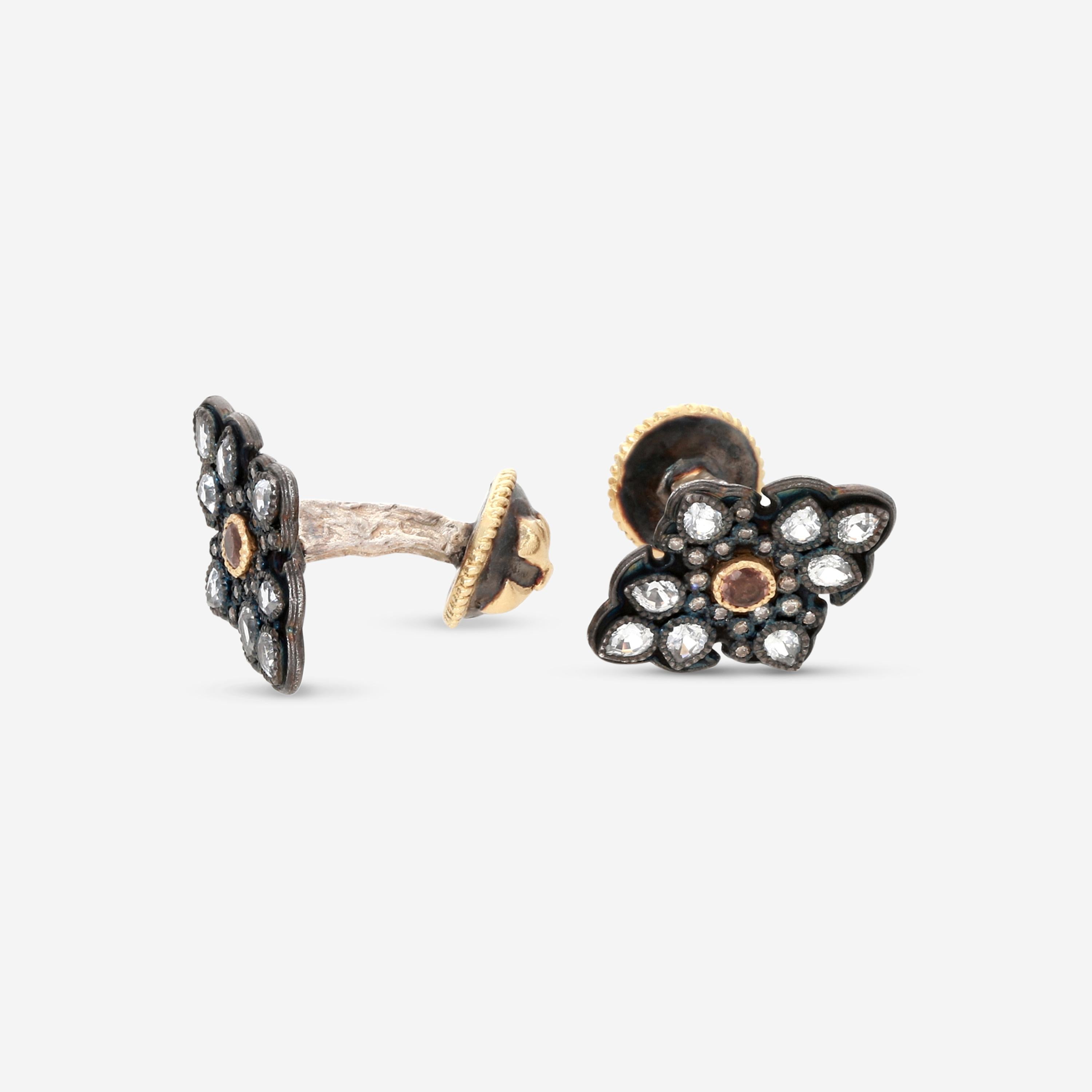 Armenta 18K Yellow Gold & Blackened Sterling Silver Multi-Stone Cufflinks 18049