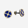 Armenta Romero 18K Yellow Gold, Grey Sterling Silver & Royal Blue Enamel Diamond & White Sapphire Cufflinks 18054