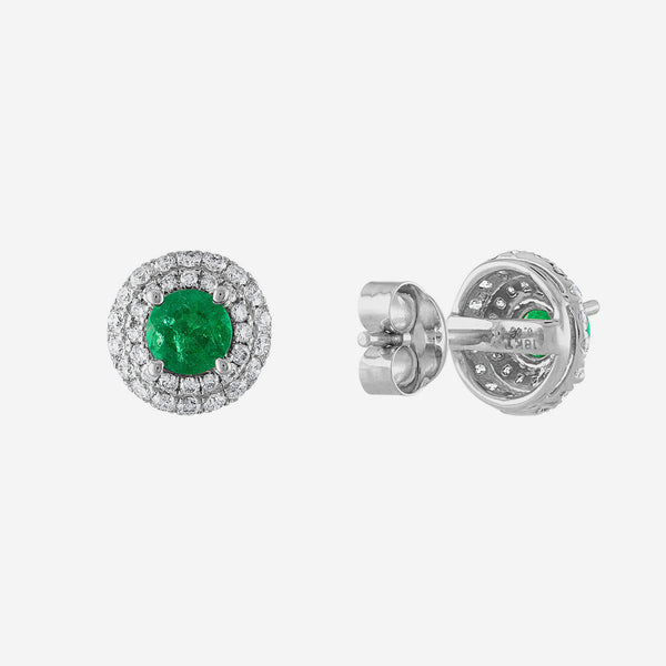 Tresorra 18K White Gold Diamond and Emerald Earrings 182-WG-EM - THE SOLIST
