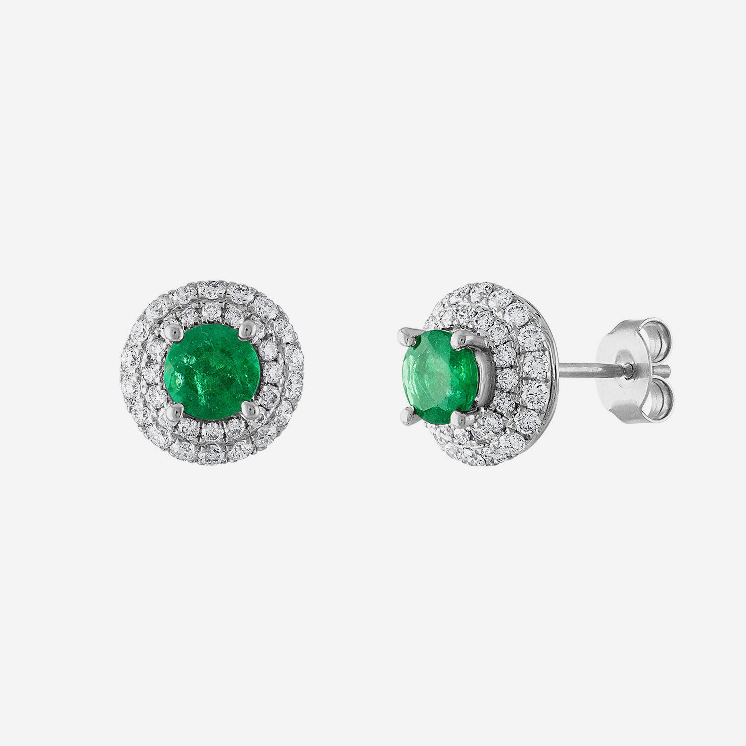 Tresorra 18K White Gold Diamond and Emerald Earrings 182-WG-EM - THE SOLIST