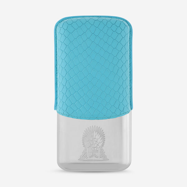 S.T. Dupont Game of Thrones Icy Blue Calfskin Leather Silver-Plated Cigar Case 183042