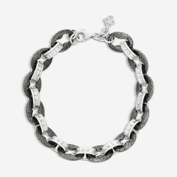 Armenta New World Blackened Sterling Silver Link Bracelet 18385