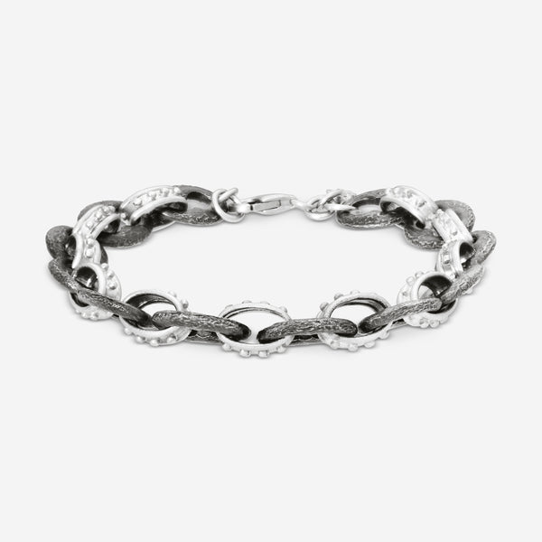 Armenta New World Blackened Sterling Silver Link Bracelet 18385