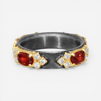 Armenta 18K Yellow Gold & Blackened Sterling Silver Multistone Ring Sz. 7 18477