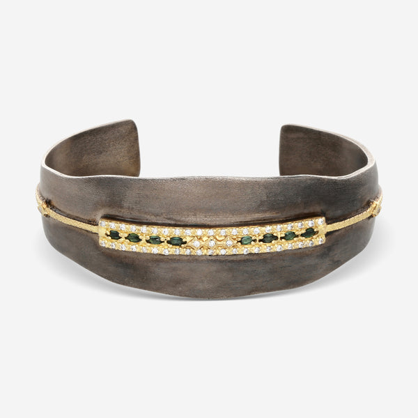 Armenta Old World 18K Yellow Gold & Sterling Silver Diamond & Marquis Tourmaline Cuff Bracelet 18528