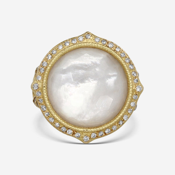 Armenta Old World 18K Yellow Gold & Sterling Silver Multistone Triple Shank Ring Sz. 7 18593