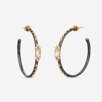 Armenta Old World 18K Yellow Gold & Grey Sterling Silver Diamond, Mother of Pearl & White Quartz Hoop Earrings 18663