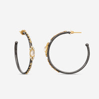 Armenta Old World 18K Yellow Gold & Grey Sterling Silver Diamond, Mother of Pearl & White Quartz Hoop Earrings 18663