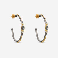 Armenta Old World 18K Yellow Gold & Grey Sterling Silver Multistone Hoop Earrings 18664