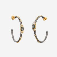 Armenta Old World 18K Yellow Gold & Grey Sterling Silver Multistone Hoop Earrings 18664