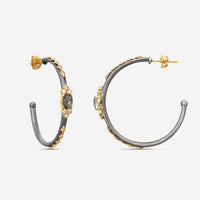 Armenta Old World 18K Yellow Gold & Grey Sterling Silver Multistone Hoop Earrings 18664