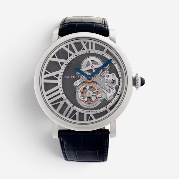 Cartier Rotonde Reversed Tourbillon 18K White Gold Manual Wind Men's Watch W1556