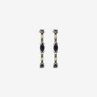 Armenta Old World 18K Yellow Gold & Blackened Sterling Silver Diamond & Black Sapphire Hoop Earrings 18734