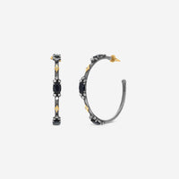 Armenta Old World 18K Yellow Gold & Blackened Sterling Silver Diamond & Black Sapphire Hoop Earrings 18734