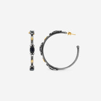 Armenta Old World 18K Yellow Gold & Blackened Sterling Silver Diamond & Black Sapphire Hoop Earrings 18734