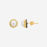 Armenta Old World 18K Yellow Gold & Blackened Sterling Silver White Pearl Stud Earrings 18905
