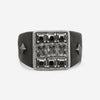 Armenta Romero Blackened & Grey Sterling Silver Champagne Diamond & Hematite Signet Ring Sz. 10 18969