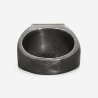 Armenta Romero Blackened & Grey Sterling Silver Champagne Diamond & Hematite Signet Ring Sz. 10 18969