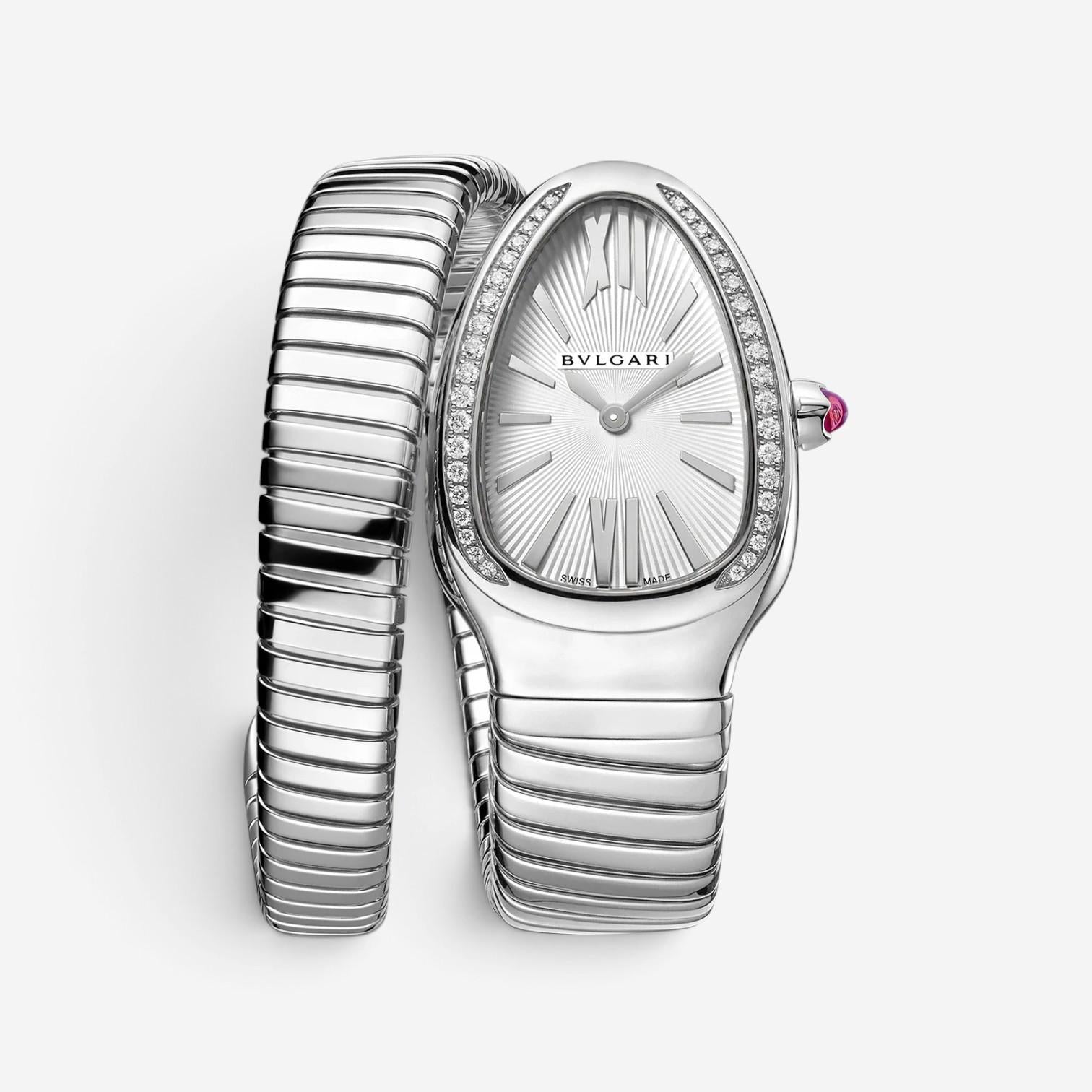 Bulgari Serpenti Tubogas Stainless Steel Diamond Quartz Ladies Watch 101816