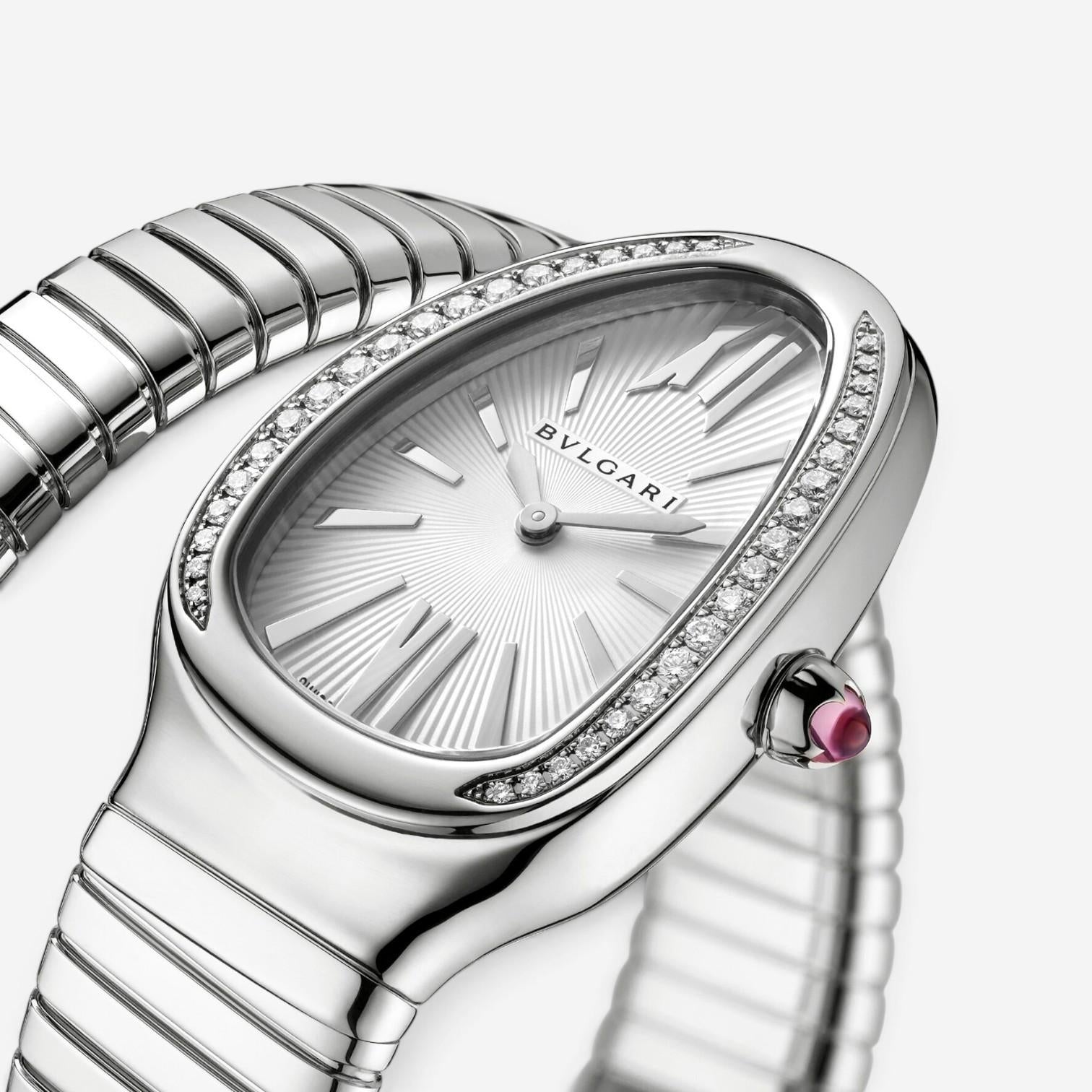 Bulgari Serpenti Tubogas Stainless Steel Diamond Quartz Ladies Watch 101816