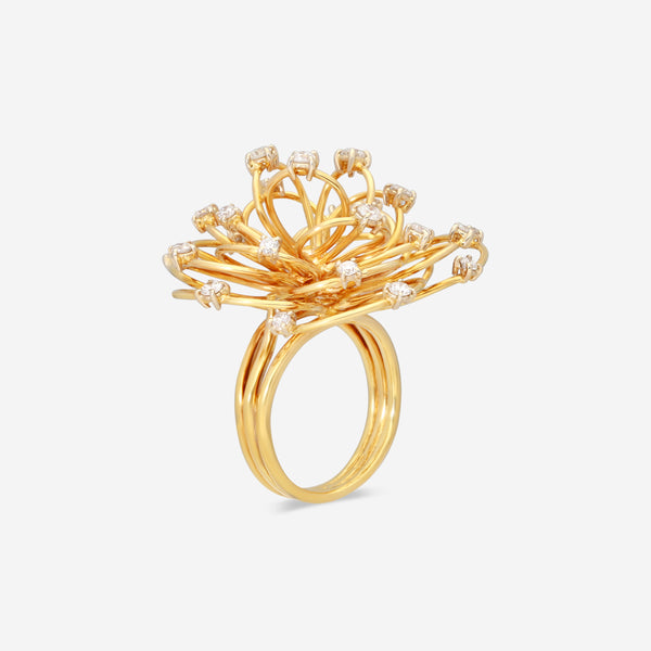 Casato 18K Yellow Gold, Diamond 1.03ct. tw. Flower Cocktail Ring 191054