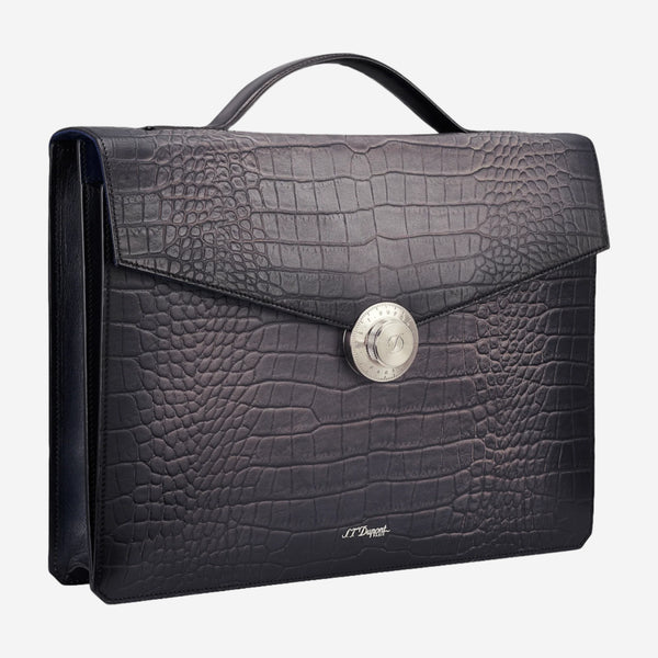 S.T. Dupont Atelier Black Leather Briefcase 191574