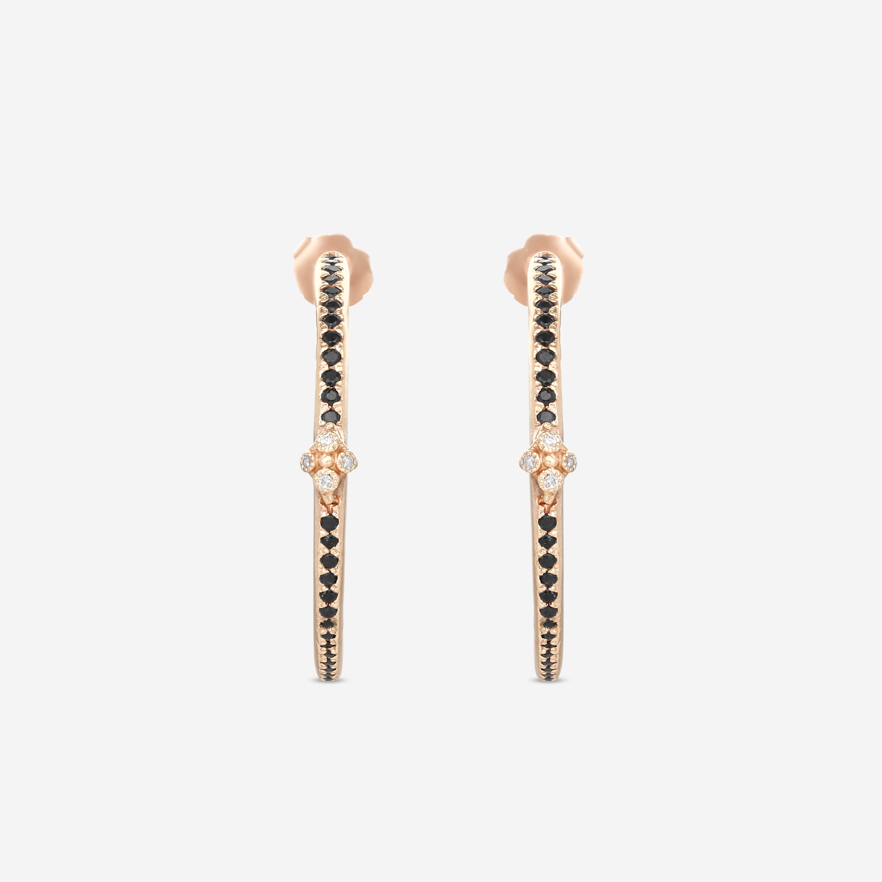 Armenta 14K Rose Gold Pave Diamond & Black Sapphire Hoop Earrings 19226