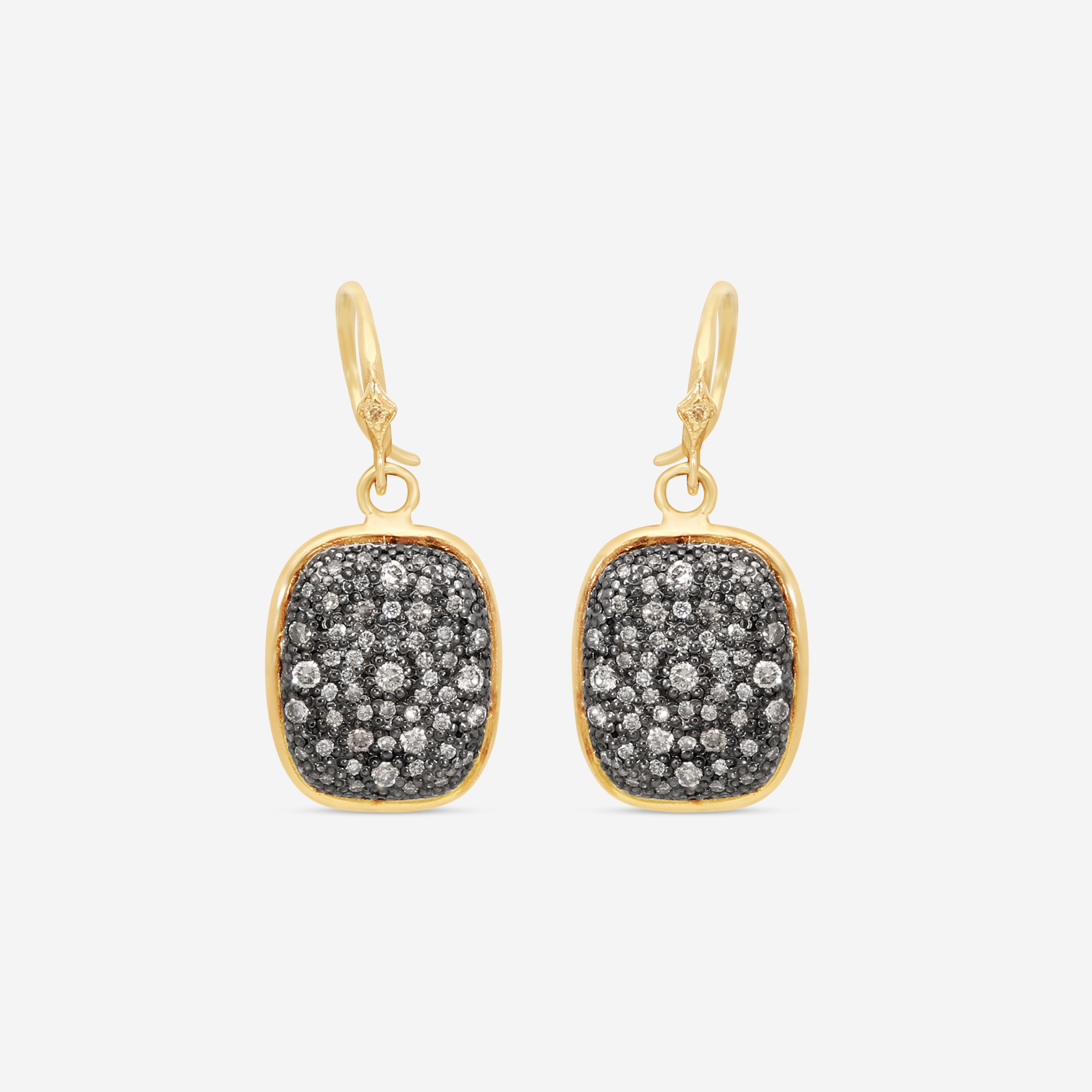 Armenta 14K Rose Gold & Grey Sterling Silver Diamond Pave Shield Drop Earrings 19298