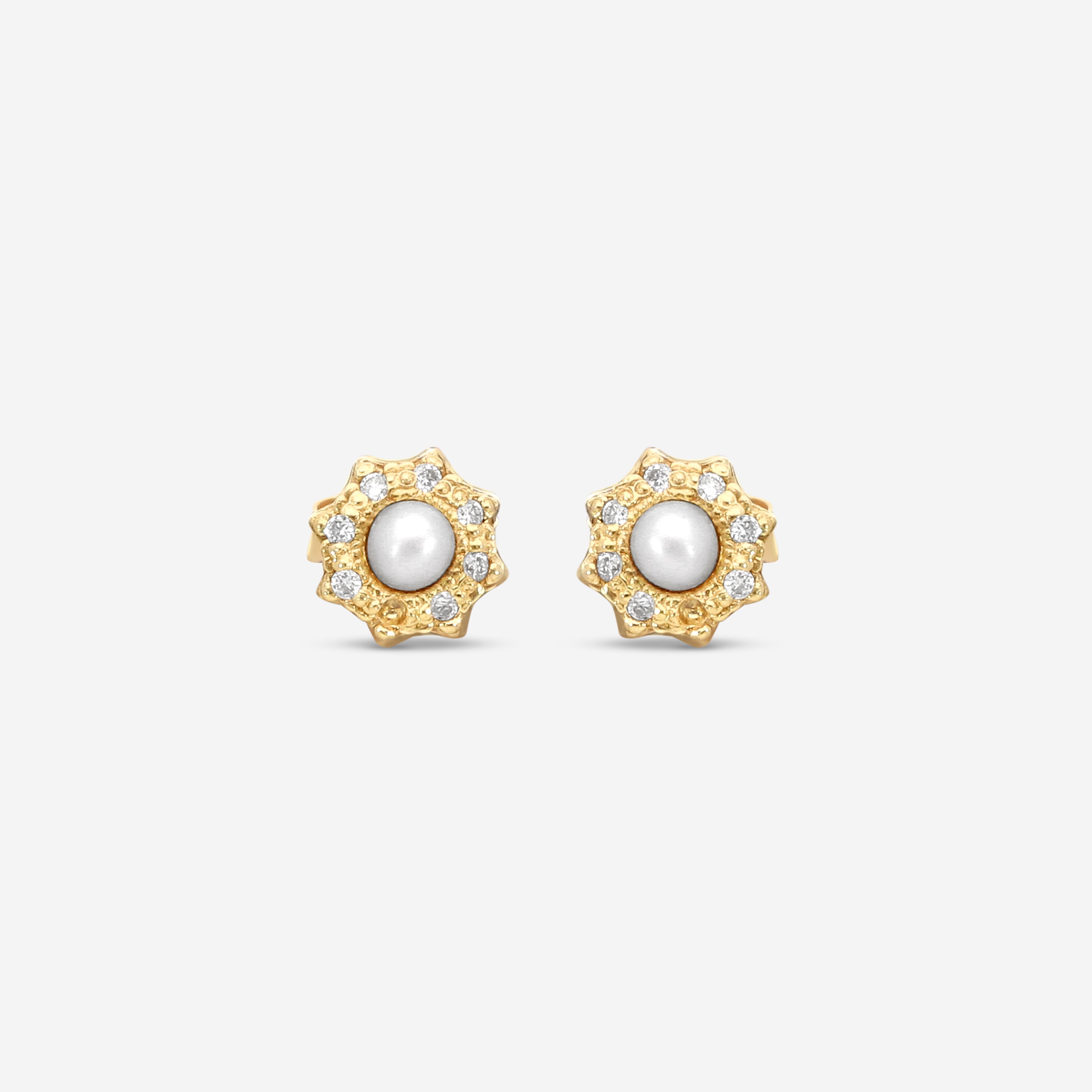 Armenta 18K Yellow Gold & Blackened Sterling Silver Mini Carved Sunburst Stud Earrings 19433