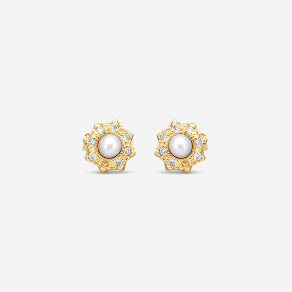 Armenta 18K Yellow Gold & Blackened Sterling Silver Mini Carved Sunburst Stud Earrings 19433 - THE SOLIST