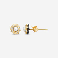 Armenta 18K Yellow Gold & Blackened Sterling Silver Mini Carved Sunburst Stud Earrings 19433
