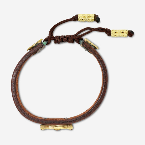 Armenta 18K Yellow Gold & Leather Ruby & Diamond Bracelet 19712