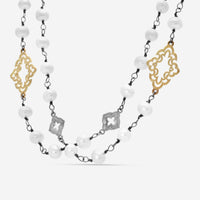 Armenta Old World 18K Yellow Gold & Gunmetal Sterling Silver Pearl Station Necklace 19855
