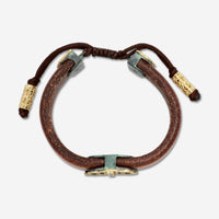 Armenta Dark Brown Leather & Green Patina Diamond Artifact Buckle Bracelet 19913