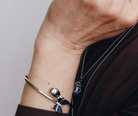 Fabergé 18K White Gold Blue Enamel Butterfly and Egg Cross Over Medium Size Bangle Bracelet  1824BT3128 - THE SOLIST