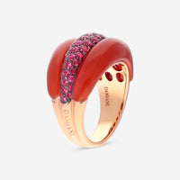 Damiani 18K Rose Gold Carnelian & Ruby Statement Band Ring Sz. 720037238