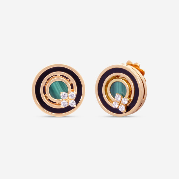 Roberto Coin Love in Verona 18K Rose Gold Diamond, Black Jade & Malachite Stud Earrings 8883125AXERX