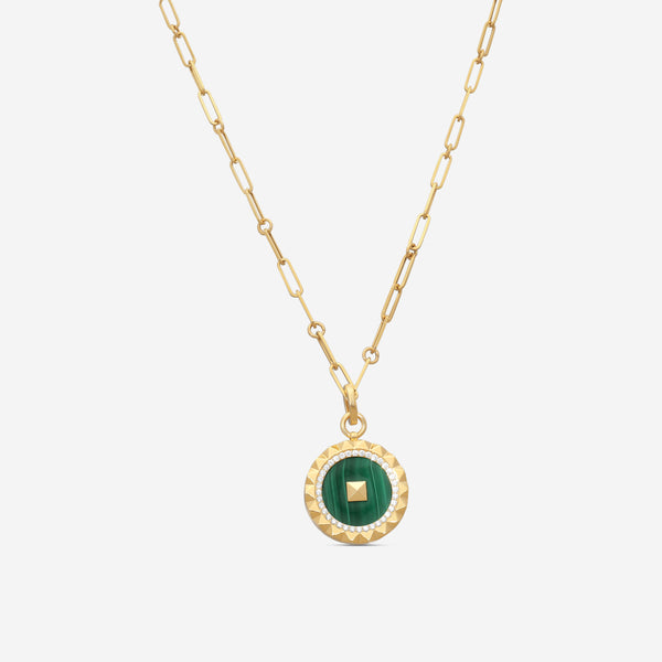 Roberto Coin Obelisco 18K Yellow Gold Diamond & Malachite Pendant Necklace 8883123AY19XM