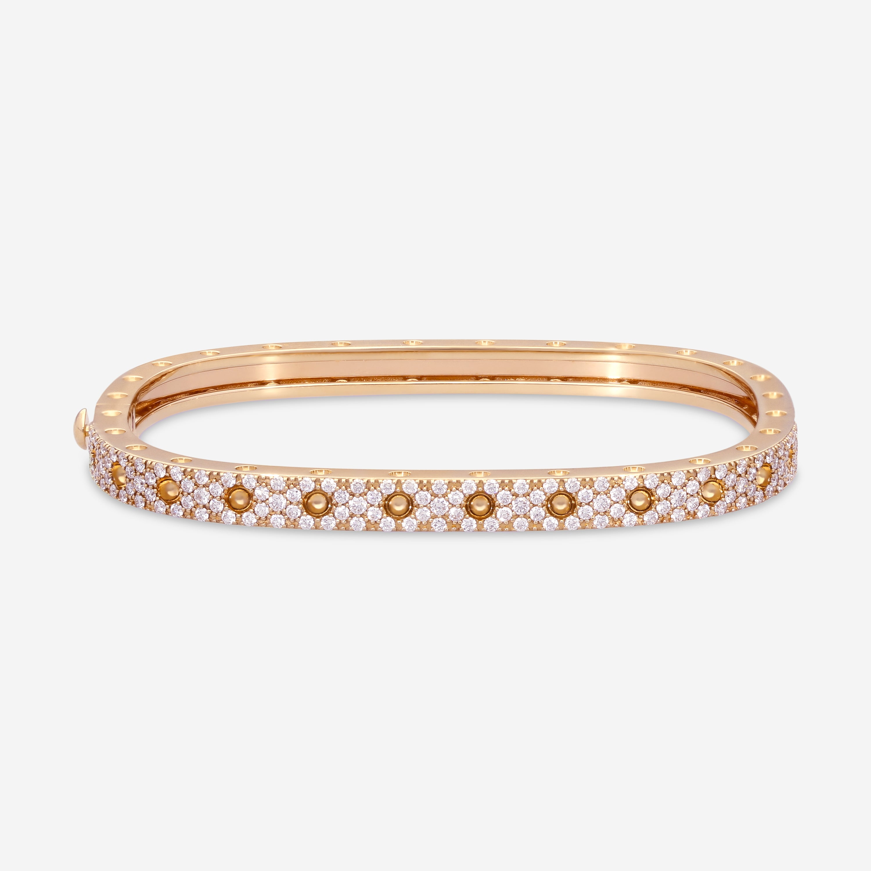 Roberto Coin Pois Moi 18K Rose Gold Diamond 1-Row Square Bangle Bracelet 888691AHBAXS
