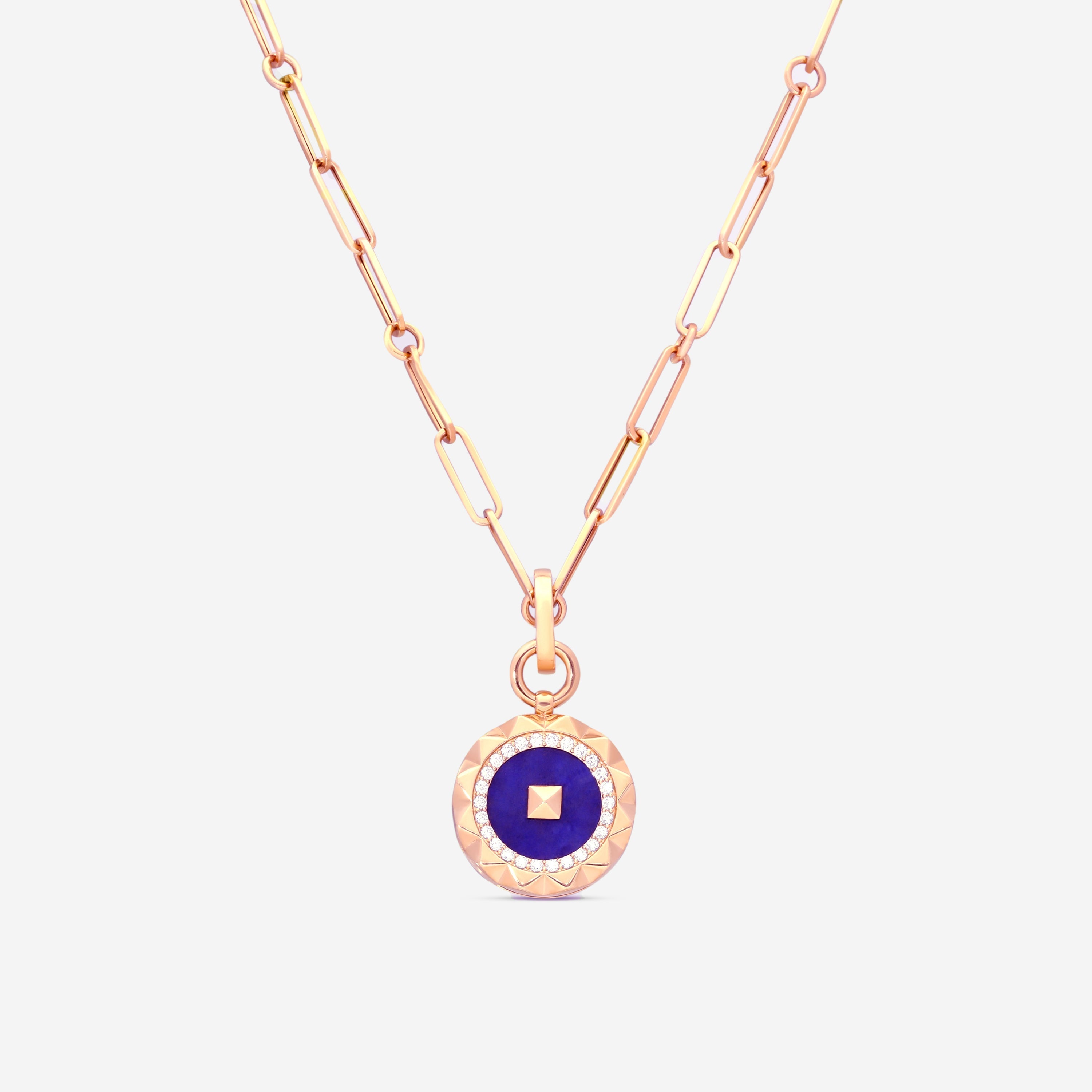 Roberto Coin Obelisco 18K Rose Gold Diamond & Blue Lapis Pendant Necklace 8883122AX19XB - THE SOLIST