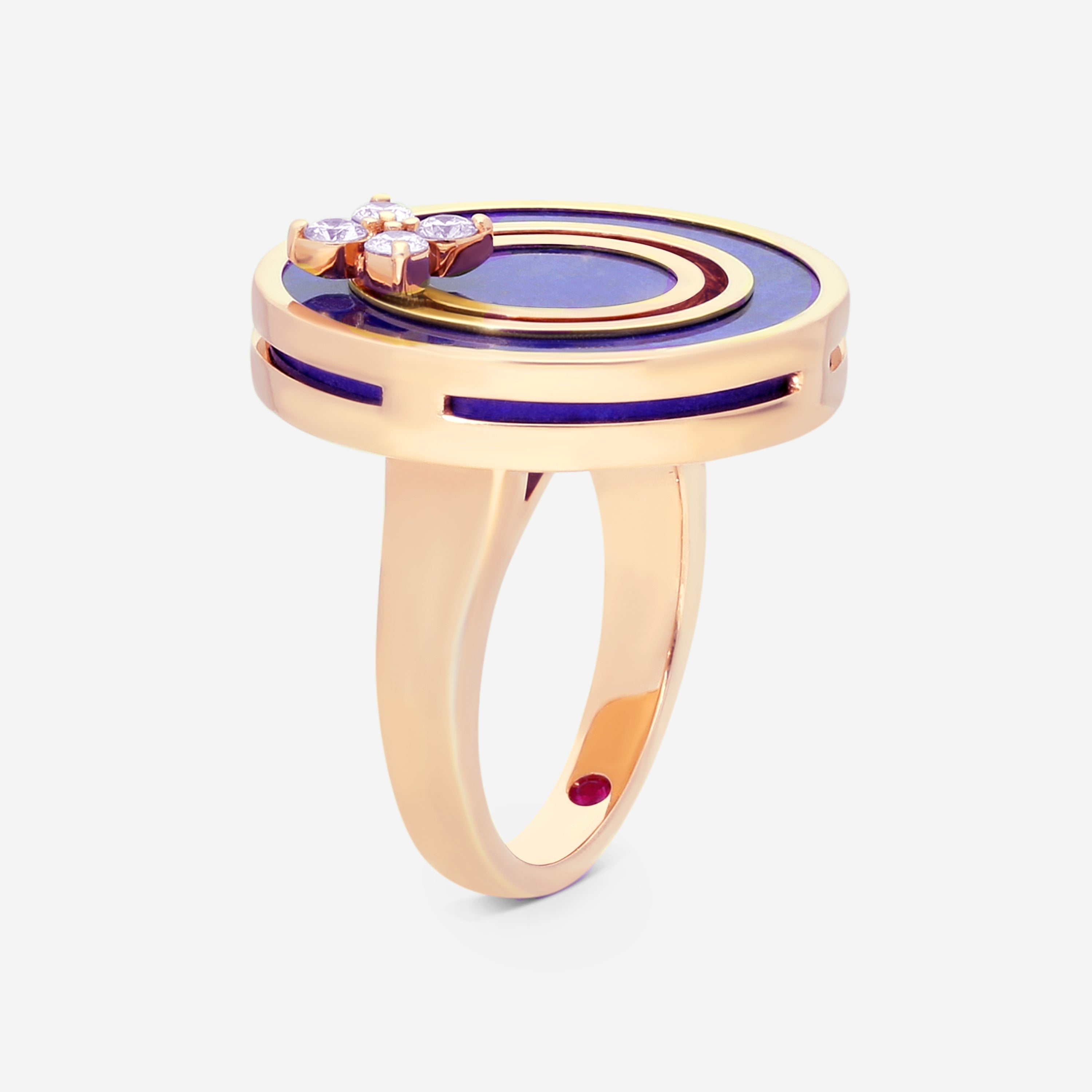 Roberto Coin Love in Verona 18K Rose Gold Diamond & Blue Lapis Statement Ring Sz. 6.5 8883126AX65X