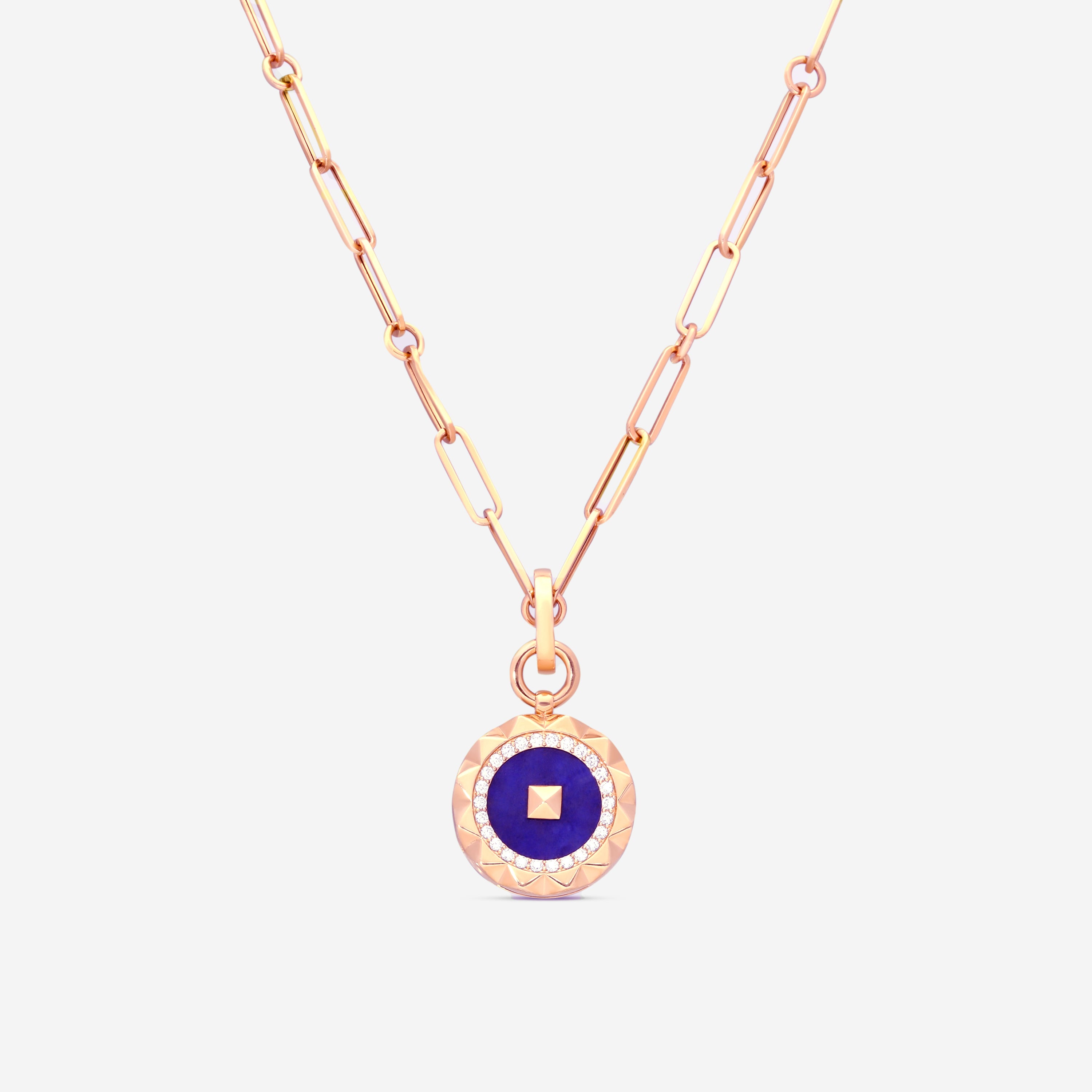 Roberto Coin Obelisco 18K Rose Gold Diamond & Blue Lapis Pendant Necklace 8883122AX19XB