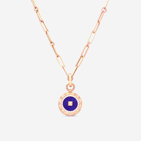 Roberto Coin Obelisco 18K Rose Gold Diamond & Blue Lapis Pendant Necklace 8883122AX19XB