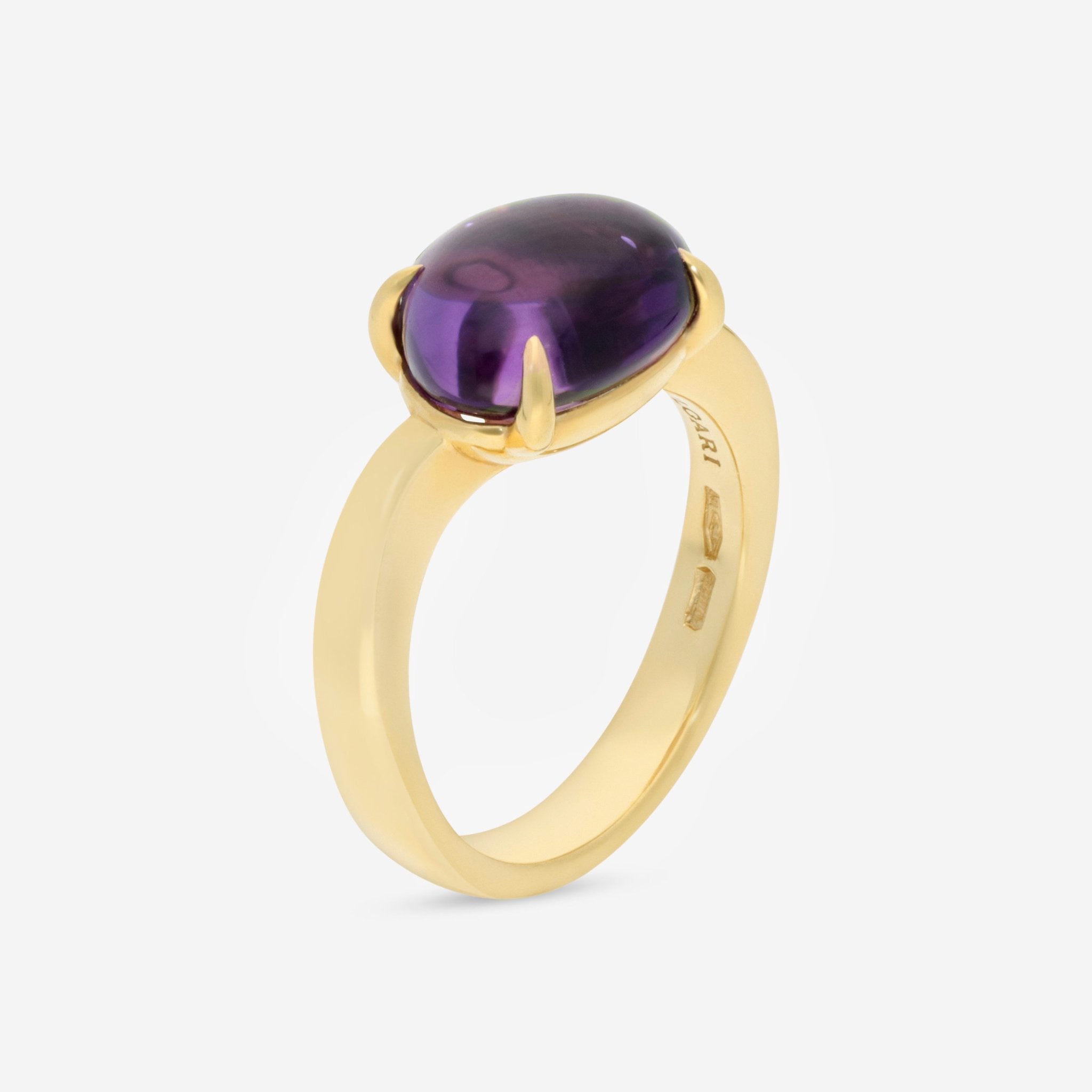 Bulgari Sassi 18K Yellow Gold Purple Amethyst Ring 346923