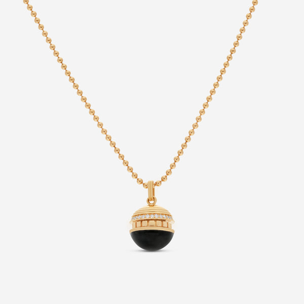Roberto Coin Mosaic 18K Rose Gold Black Jade & Diamond Pendant Necklace 8883552AX17XB