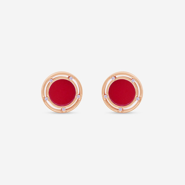 Damiani D. Side 18K Rose & White Gold Diamond & Red Stone Stud Earrings 20086728