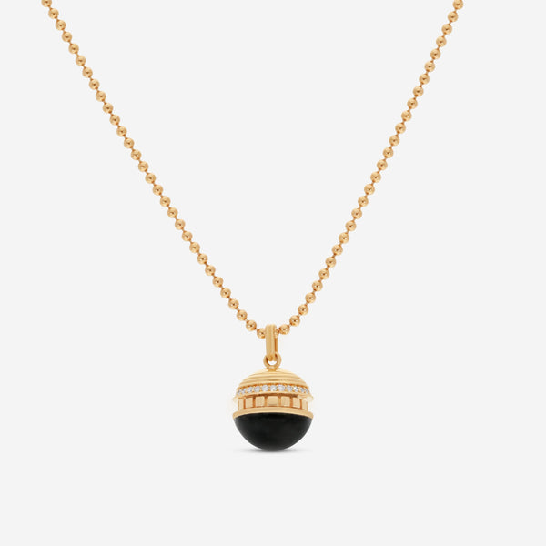 Roberto Coin Mosaic 18K Rose Gold Black Jade & Diamond Pendant Necklace 8883552AX17XB