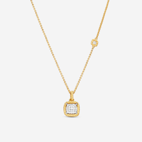 Roberto Coin New Barocco 18K Yellow & White Gold Diamond Pendant Necklace 7771466AJCHX